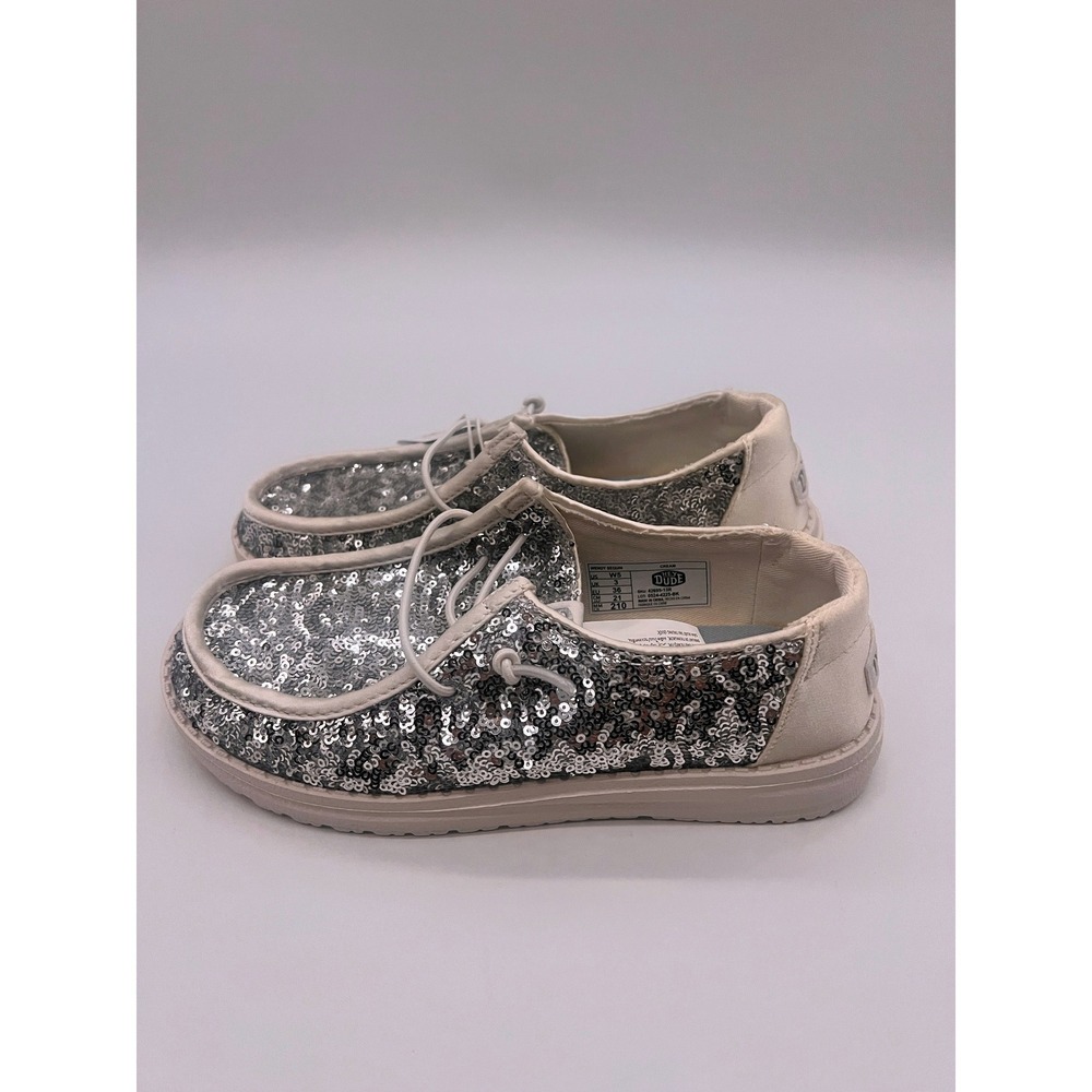 Hey Dude Wendy Sequin Cream Silver Sequin Slip On Shoes Size 5 - Picture 5 of 7